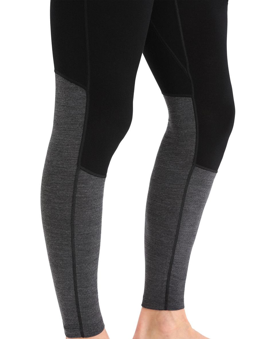 Icebreaker Merino 260 ZoneKnit™ Merino Leggings Miesten Base Layers Mustat | FI 1332PJJQ